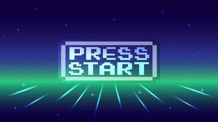 Wall Mural - press start retro video game background. abstract grid background for retro digital video game scree