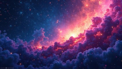 Wall Mural - abstract swirling nebula, cosmic dust and gas patterns, graphic, digital art