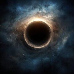 Wall Mural - black hole in deep space digital art illustration wormhole gravity distortion cosmic phenomenon nebu