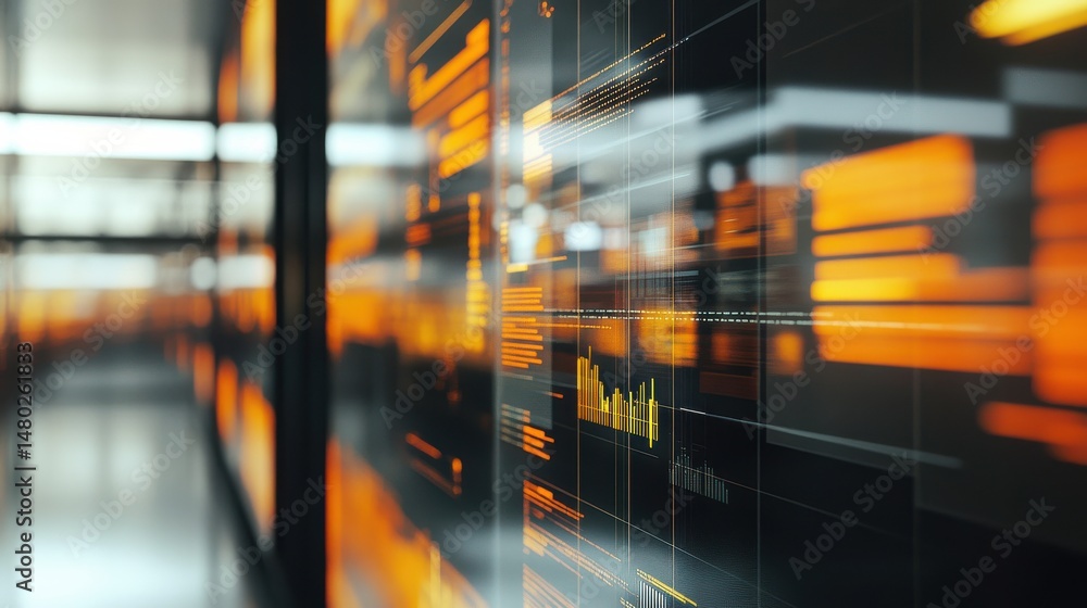 Abstract Data Visualization with Bright Orange and Black Colors Stock ...