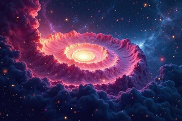 Wall Mural - Abstract swirling galaxy nebula, cosmic dust and gas, blue, nebula
