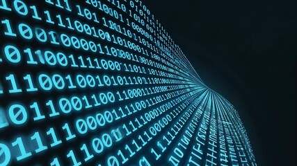 blue digital binary data on computer screen loopable 4k motion video