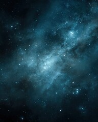 Wall Mural - teal nebula and starfield view from space, deep sky astrophotography, cosmic background, galaxy expl