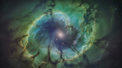 Wall Mural - Galaxy sky with nebula thousands of stars and a gullible beetleweed combination with fractal patterns 