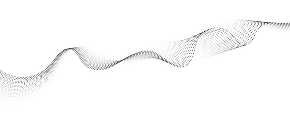 Fototapete - Flowing Dot Wave halftone gradient pattern on transparent background	
