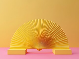 Golden pleated semicircle on pink & yellow