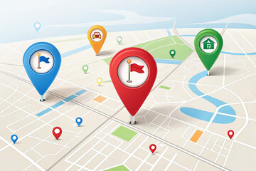 Realistic Location map pin gps pointer markers vector illustration for destination. 3D Style.