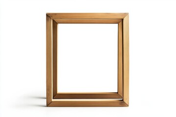 Square wooden frame isolated on white background for picture, mirror, or artwork display. use cases: mockup, decoration.