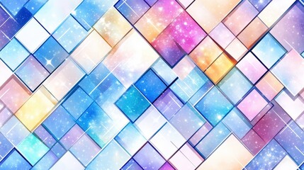 Wall Mural - Abstract Geometric Spectrum: An intricate composition of vibrant, multi-colored squares and rectangles, creating a mesmerizing visual journey of light and form.