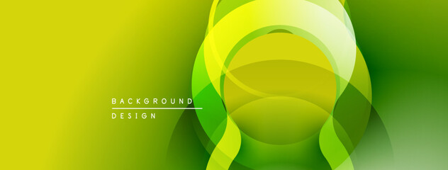 Aufkleber - Abstract vibrant background. Overlapping circles create dynamic visual effect. Gradient shades transition from yellow to green. Modern design element.