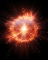 Wall Mural - fiery supernova explosion with radial light rays and glowing plasma on a dark background abstract il