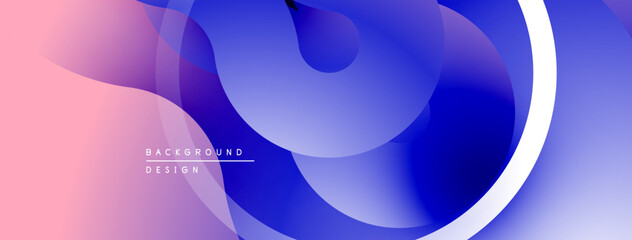 Poster - Abstract fluid shapes, vibrant colors blend. Gradient pink, purple, blue create modern design. Smooth curves, dynamic composition.