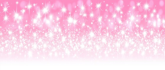 Wall Mural - pink sparkle background with white glittering stars festive celebration design for birthday party in
