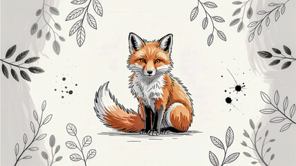 Wall Mural - Ink instance of animals bridge player drawn and isolated on a white background 
