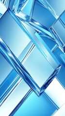 Wall Mural - abstract blue glass blocks intersecting in a modern design close up perspective for backgrounds and 