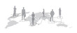 © csinie1 - Blurred Business People Silhouettes on World Map, Abstract Corporate Concept - VECTOR