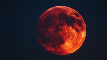 Wall Mural - full blood moon close up view against dark sky celestial event lunar eclipse astronomy concept