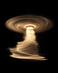 Wall Mural - abstract light painting photography of a lamp in motion with swirling patterns on black background s