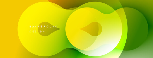Poster - Abstract vibrant yellow, green gradients. Overlapping shapes create dynamic visual effect. Modern design element for backgrounds.