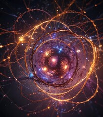 glowing particles swirl in a vibrant, abstract network , vibrant, glow, nodes