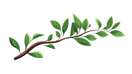 Incorporate Nature's Beauty: Green Leaves Branch for Plant Design Elements