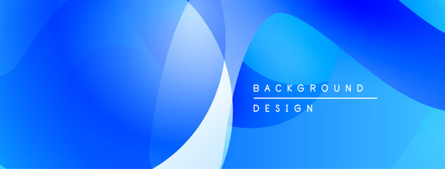 Fototapete - Abstract blue background. Smooth shapes overlap, creating dynamic visual effect. Modern design element for digital projects.