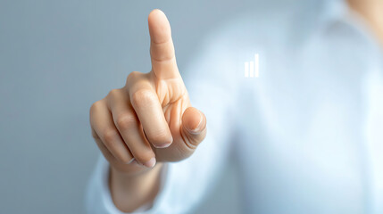 a person using a finger to interact with a virtual interface, showcasing modern technology and innov