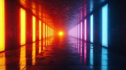Wall Mural - infinite corridor of light: a captivating perspective of an endless, luminous corridor where vibrant