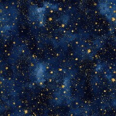 Wall Mural - golden stars scattered across a deep blue night sky creating a magical and dreamy celestial pattern 