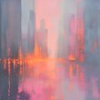 © Shehroo Time - Misty Morning Street Glow with City Reflections in Pink and Orange