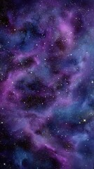 Wall Mural - cosmic nebula swirls in deep space with stars and purple hues abstract vertical view