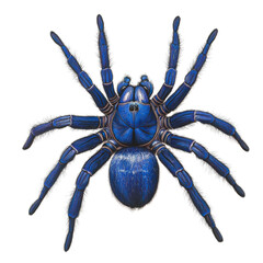 Captivating blue spider illustration with intricate details on a white background