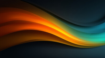 Wall Mural - Vibrant flowing abstract design with shades of orange and turquoise against a dark background