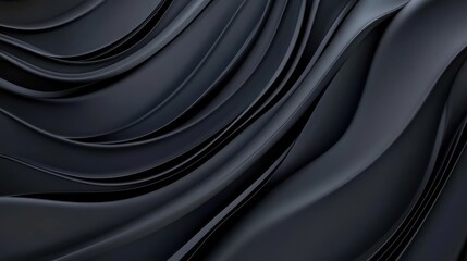 Poster - Elegant black abstract background with smooth waves and silk-like texture, minimal gradient lighting, luxury atmosphere, copyspace for text