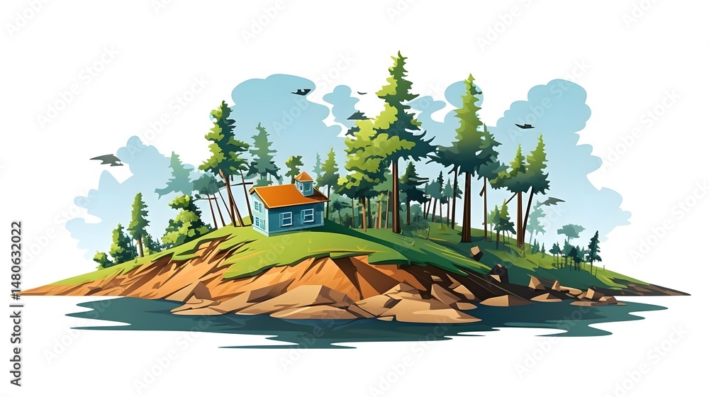 Cartoon Vector Illustration of Afforestation and Deforestation Concept ...