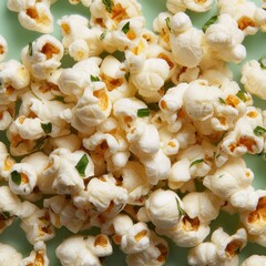Poster - Close-up of popcorn seasoned with fresh herbs, offering a unique and savory twist on the classic snack. Ready to eat and enjoy!