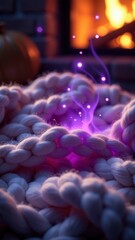 Wall Mural - Fuzzy white blanket with purple sparks emanating from it