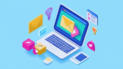 Wall Mural - 27w marketing automation using emails, social mediam and marketing funnels. 8k