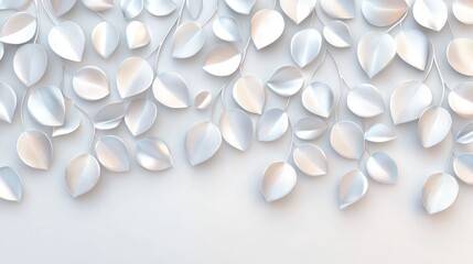 Poster - Three dimensional silver leaf pattern with light and shadows