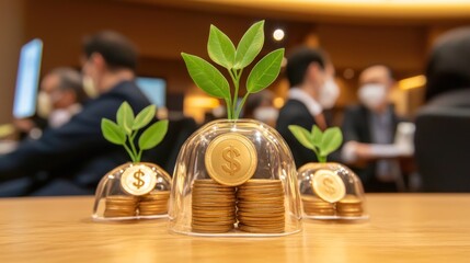 Poster - Money growing with plants displayed at a business meeting