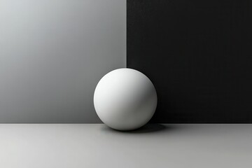 Leinwandbilder - Minimalist composition featuring a white cube on a surface against a monochrome background with contrasting shades