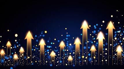 Aufkleber - Golden upward arrows signify progress and positive growth illustration