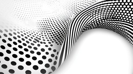 Poster - Abstract monochrome image showcasing halftone dots and striped pattern