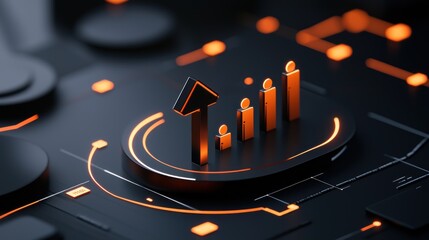 Aufkleber - Business growth chart with upward arrow on abstract background