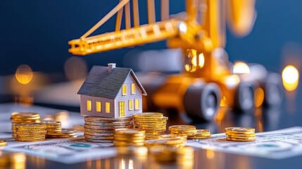 Aufkleber - Model house sits atop a pile of gold coins
