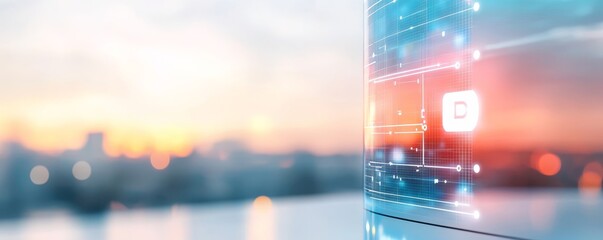 Abstract Data Display at Sunset, Interface , Technology