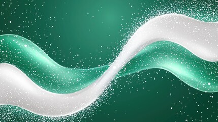 Fototapete - Abstract background with flowing ribbons in white and teal green