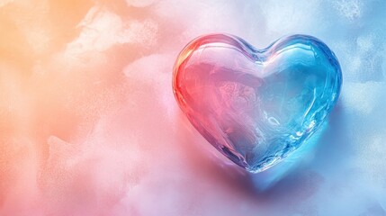 Poster - Colorful heart decoration resting on a textured pastel background, creating a whimsical and artistic atmosphere perfect for celebrations or home decor