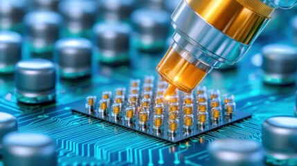 Poster - Close up of a circuit board being tested