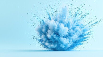 Aufkleber - Captivating explosion of vibrant blue powder against a soft background